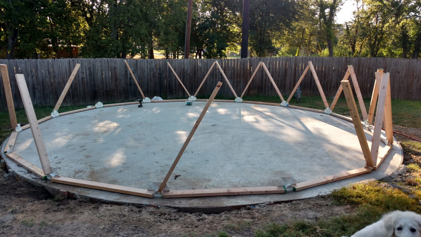 Ground pad and base ring laid out on the site