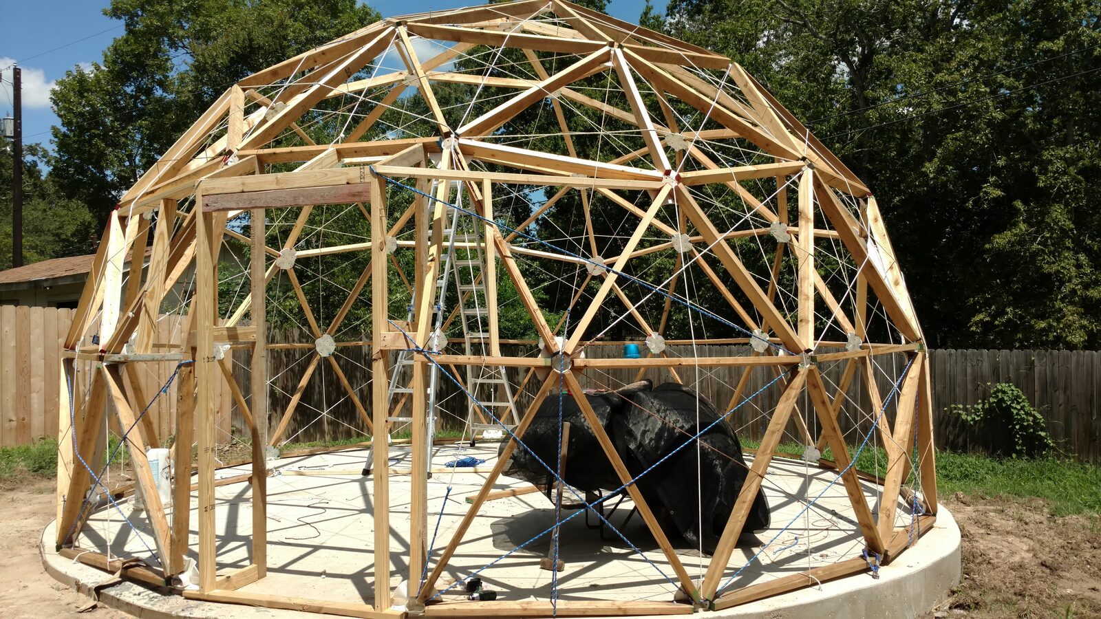Completed 2x4 dome frame in the backyard